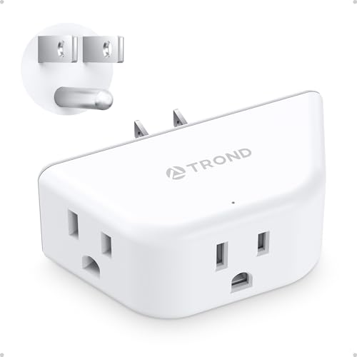 TROND Outlet Extender, 3-Prong Grounded Wall Plug Splitter, 3 Way Angled Outlet Adapter, Cruise Ship...