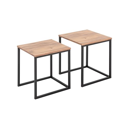 MyosHome - Set de 2 Mesas Nido Salón - Mesa Auxiliar Estilo Industrial, Ideal como Mesa Auxiliar Sofá y Mesas de Centro Pequeñas de Color Atlantic Pine 44 x 45 x 52 cm. Atlas