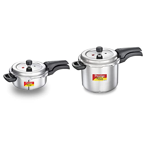 Image of Prestige Svachh Deluxe Alpha 3.0 Litre Stainless Steel Pressure Cooker & Prestige Svachh Deluxe Alpha 5.5 Litre Stainless Steel Pressure Cooker