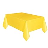 Creative Converting Touch of Color Plastic Table Cover, 54 by 108-Inch, School Bus Yellow