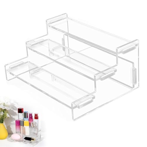 TUKNN Estante de Almacenamiento de Acrílico Extraíble,Expositores de Plástico de Escritorio,Soporte para Magdalenas,Soporte de Perfume Multiusos,Estante de la Joyería del Estilo de la Escalera