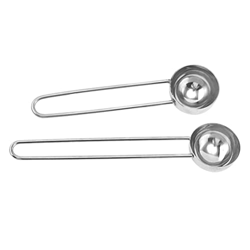 HEMOTON 2 peças de colheres medidoras de aço inoxidável com cabo longo oco para assar, sabor biscoit