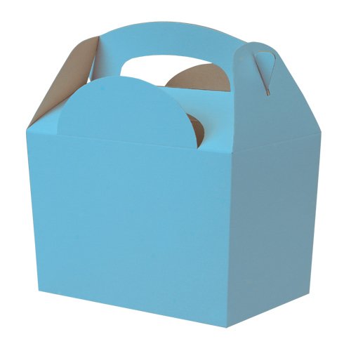 Childrens/Kids Party Food Meal Boxes - Plain Colours - Gift Bag Box - 100% Recyclable/Biodegradable (50, Light Blue)