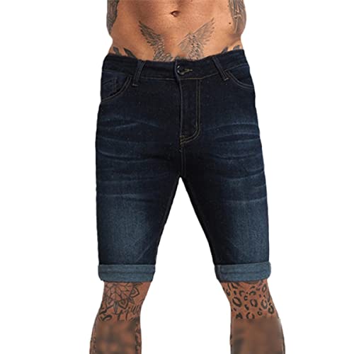 Short en jean homme déchiré Kelsiop à taille haute et coupe ample d'été noir
