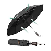 TECKNET paraguas plegable, un paraguas plegable antiviento con 9 varillas resistentes y tejido impermeable 210T. Este paraguas automático es adecuado tanto para días soleados como lluviosos