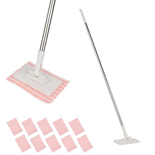 2025 Clip Wet Wipes Mop - with 10 Reusable Cleaning Mop Wipes, Disposable Wet Floor Wipes Dust Mops, for Floor Wall Bathroom Kitchen, Disposable Mops, 100cm