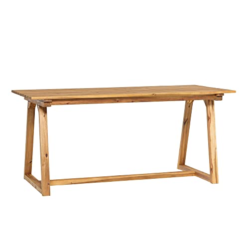 GOWE Contemporary Solid Wood Slat-Top Patio Dining Table ¨C Natural
