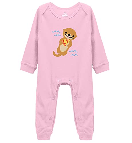 Otter with Pizza - Baby Climbing Playsuit Outfit Clothes Infant Cartoon Bodysuit
