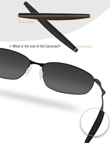 Image of Bowyer 1 Pair Replacement Ear Socks Compatible with Oakley Square Wire 2.0 /Whisker Sunglass-Black