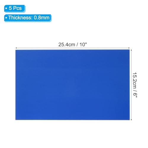 PATIKIL 6x10 Zoll Eloxierte Aluminiumblech, 5 Stück Laserplatten Gravur Rohlinge 0,8MM Dünn Rechteck für Basteln DIY Haus Lasergravur, Blau