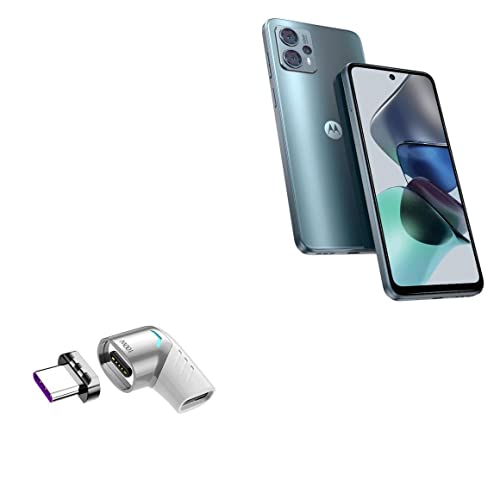 BoxWave Adapter Compatible with Motorola Moto G23 - MagnetoSnap PD Angle Adapter, Magnetic PD Angle Charging Adapter Device Saver - Metallic Silver
