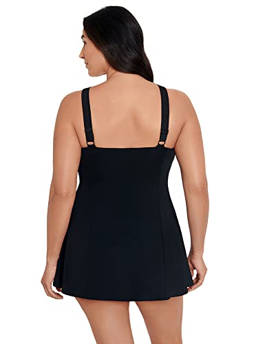 Longitude Women's Swimwear Colorblock Piped Fan Tank Soft Cup One Piece Swimsuit, Black/White, 8 #TOP2
