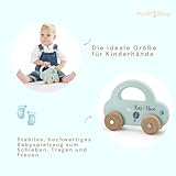 minipishop® Babygeschenke zur Geburt Junge personalisiert -Holzauto ab 1 Jahr als Spielzeug oder Babygeschenk Geburt türkis Erstes Auto mit Namen