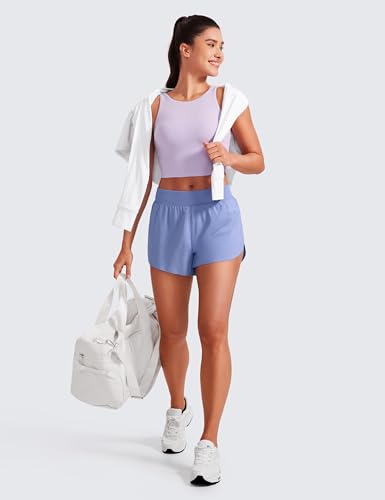 Image of CRZ YOGA Mid Waisted Split Running Shorts 4 inch | Mesh Liner, Quick Dry, Lightweight, for Women