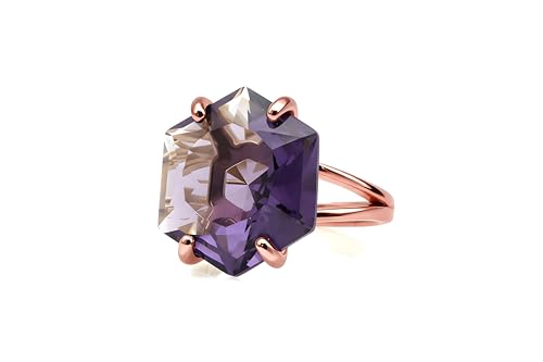 Bague améthyste or rose hexagone évitez la monotonie des bijoux classiques