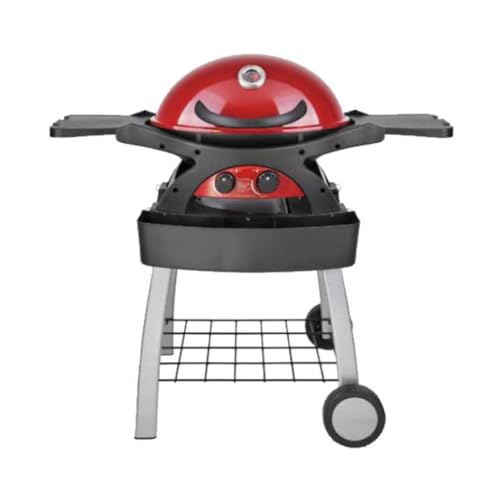 DOLCEVITA | Twingrill Barbecue a gas GPL con 2 Bruciatori in acciaio, carrello e piano di appoggio - Griglia Professionale per Esterni, Design Giovane e Resistente, Ideale per il tuo Balcone (Rosso)