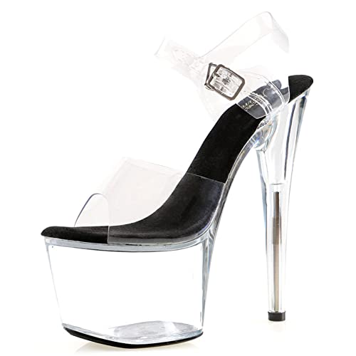 Sandales à talons transparentes avec plateforme épaisse et bride cheville
