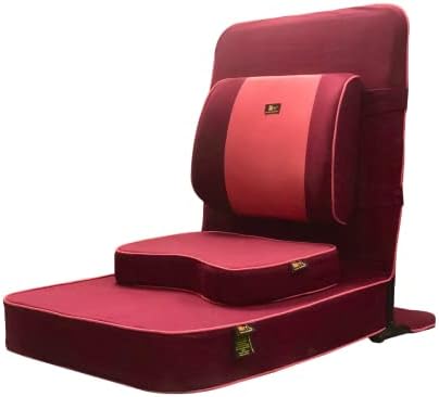 Friends of Meditation Extra Large Meditation and Yoga Chair w Backrest and Meditation Block - Removable Washable Cover - Portable - Premium Floor Chair w Back Support for Adults - Maroon, Pack of 1