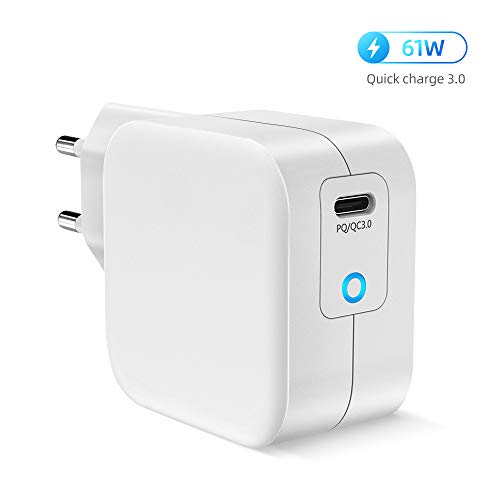 HOPLAZA Cargador USB C, 60W QC 3.0, Cargador de Pared USB Power Delivery Compatible con iPhone 11/11 Pro/11 Pro MAX, MacBook Pro, Google Pixel, Nintendo Switch, Xiaomi Mi 9 (White)