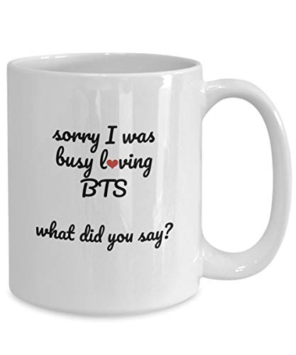 Merry Mug Funny BTS Coffee Mug Bangtan Boys Merchandise For BTS Lovers ARMy BTS Merchandise For Girls Kim Namjoon Taehyung Hoseok Yoongi Seokjin, 15oz, White
