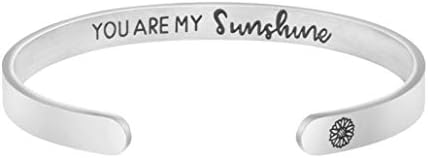 JoycuFF Birthday Gifts for Her Inspirational Bracelets for Women Friendship Jewelry Personalized Engraved Stainless Steel Cuff Bracelet for Christmas Graduation Gift for Girls