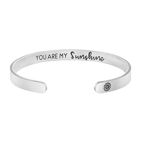 Joycuff Birthday Gifts For Her Inspirational Bracelets For Women Friendship Jewelry Personalized Engraved Stainless Steel Cuff Bracelet For Christmas Graduation Gift For Girls #TOP21