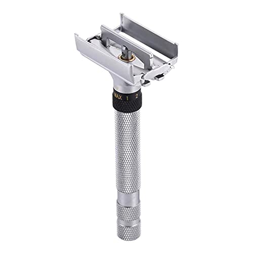 Adjustable Butterfly Open Double Edge Safety Razor Silver
