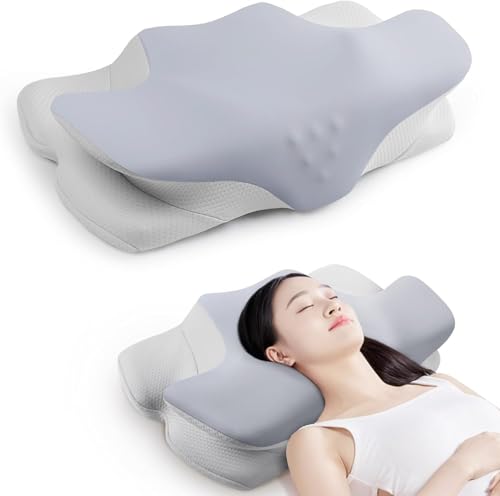 枕 首が痛くならない まくら 快眠 低反発枕: 仰向け寝 横向き寝 肩がラク 安眠枕 低め 高め調整可 pillow 洗える枕カバー 父の日/母の日/誕生日/クリスマス プレゼント 薄い灰色