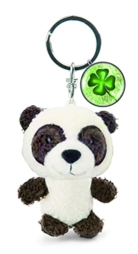 NICI 47537 Schlüsselanhänger 7cm Kleeblatt Symbol Glücksbringer Panda-Anhänger für Schlüsselband Schlüsselbund & Schlüsselkette weiß/schwarz