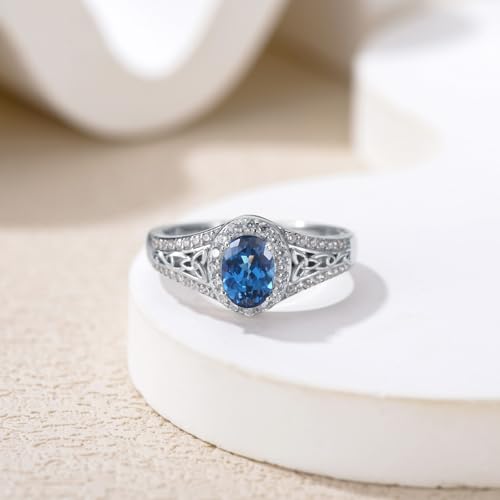 10K 14K 18K Gold Oval Cut Gemstone Rings for Women 1CT Gemstone and Moissanite Promise Statement Anniversary Ring for Her Size 4-153