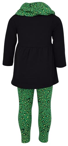Image of Unique Baby Girls Kids Toddler 3pc Outfit Set Long Sleeve Stretch Tunic Top Leggings and Scarf