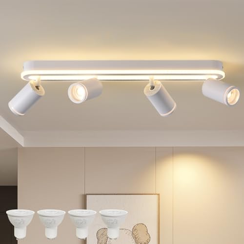 Plafonnier LED 4 flammes spot de plafond blanc chaud 3000K moderne