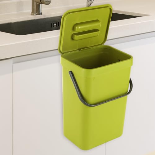 LDXDRU Kitchen Compost Bin - Countertop Compost Bin with Lid, 12L Small Food Waste Bin for Kitchen, Wall Mount or Under Sink Compost Bucket, RV Trash Can - Green
