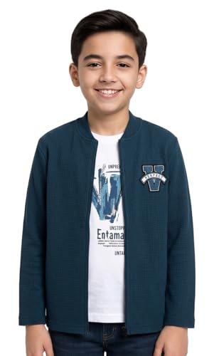 Image of Boys Full Sleeves Solid Jacket and T-Shirt