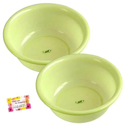 日本製 【小さめの湯おけです!】 リーフ レディス湯桶 グリーン 握りやすい コンパクトサイズ バス用品 洗面器 φ25.2×9.6cm 容量2.9L 【2個セット】