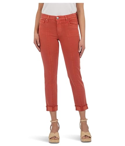 KUT from the Kloth Women's Amy Crop Straight Leg-Roll Up Fray Princess Seam