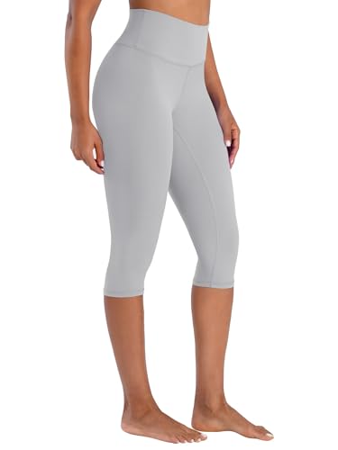 Sunzel Sunzfly Capri Leggings for Women, High Waisted Yoga Pants with Tummy Control for Workout Running Gym 17" Gray Medium