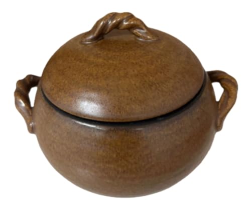 Sailozaiブラック鍋家庭用、セラミック球形、高温に強い土鍋、炊飯器を炊くとガス熱伝導が均一になる煮物 (ブラウン)