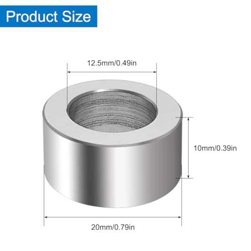 5 pack m12 aluminum spacers 125 mm id x 20 mm od x 10 mm length round spacer unthreaded standoff bushing plain finish metal spacer 1234 id screw standoff fits 12in or m12 screw bolts
