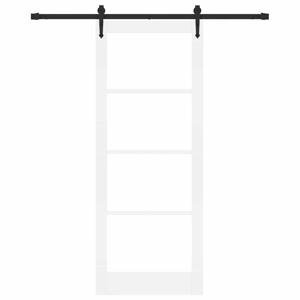 Puerta corredera blanca de madera maciza de pino y cristal, 83 x 211 cm, con marco y cerradura, deslizamiento silencioso, ahorro de espacio para vivienda, montaje incluido, ideal para