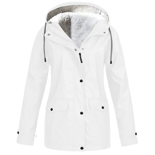 Opiniones de Abrigos para la nieve para Mujer Top 5. 42 Chaquetas de esquí para mujer, forro polar impermeable, con cierre completa, chamarra de invierno, montaña, nieve, impermeable, con capucha(L,Blanco)