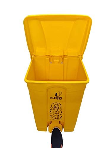 Image of Cello Strong Plastic Step-On Pedal Garbage Dustbin 60 Ltr, (YELLOW /YELLOW) Combo