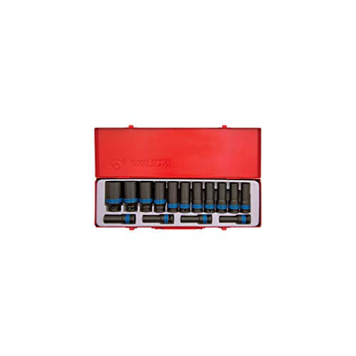 KING TONY 4415MP02 Cofre Sockets De Impacto Longs 1/2" for DIYers & Professionals, Designed for Repair and Installation tasks 15 Pieces