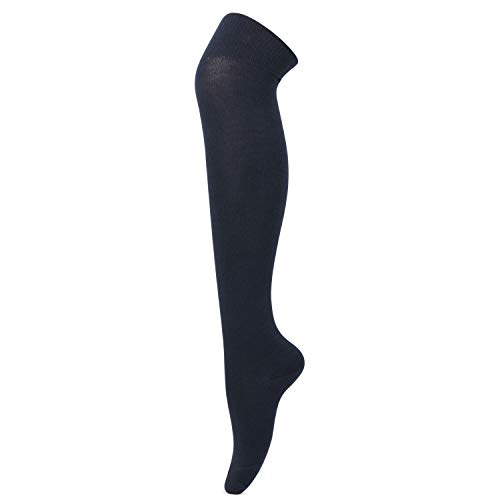 Image of Bonjour Cotton Formal Knee Length Stockings For School Girls In Single For 11-13 Years - Navy