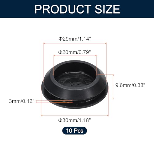 Image of uxcell 10pcs Hole Plug 1-1 /8 Inch (29mm) Button Plugs Fit for 25mm Hole, Snap in Locking Hole Tube Plug Silicone Tube Waterproof Plug Tube Plug, Black