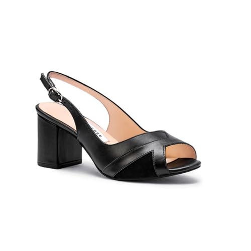 Image of OCEEDEE Alice Women's 2.5 Inches Peep Toe Heel with Adjustable Buckle Slingback | Comfortable for Casual, Office & Semi-Formal Wear