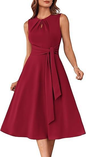 Robe trapèze rétro des années 1950 pour femme - Manches courtes - Coupe ajustée et évasée
