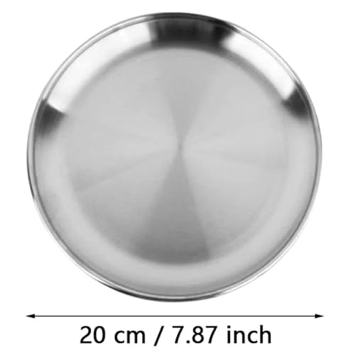 BOBOZHONG Rundes Edelstahl Geschirr, 2 Stück Silberteller Set für Esszimmer, - Φ 20cm