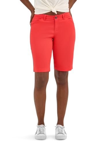 Short Bermuda Chino Lee Femme, Taille 36, Coloris Rouge Sunset, Coupe Legendary 9 Pouces