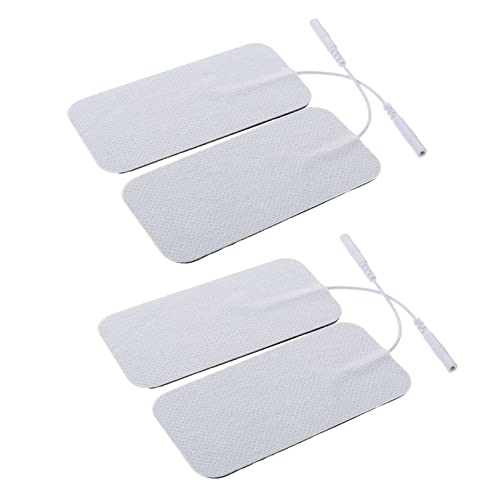 HONMEET Almohadillas De Masaje Eléctricas Autoadhesivas 5x10 Cm 4 Unidades Tela No Tejida Duraderas Para Cable 2.5 Mm Uso Terapéutico Fisioterapia y Estimulación Muscular